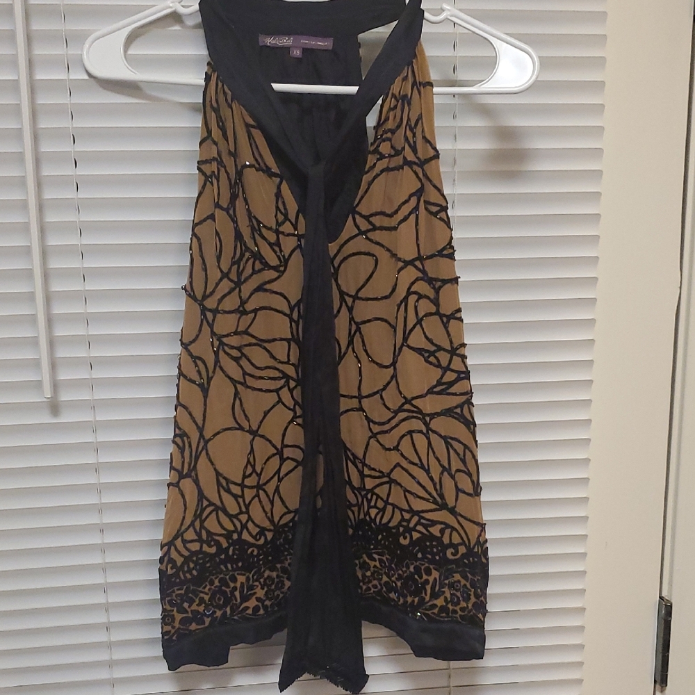 Chic Black and Tan Halter Top